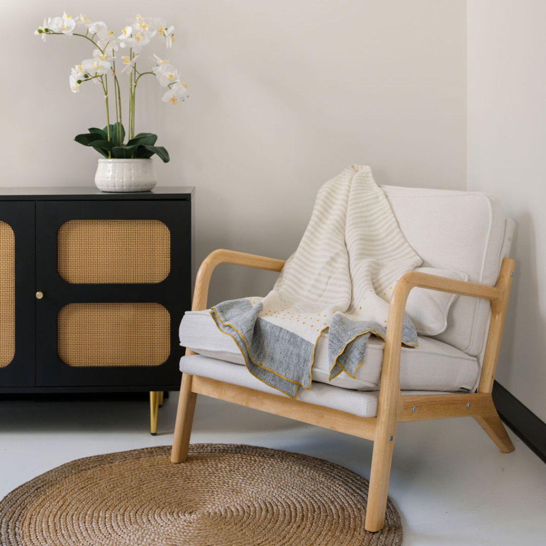 Ivory Linen Throw Blanket