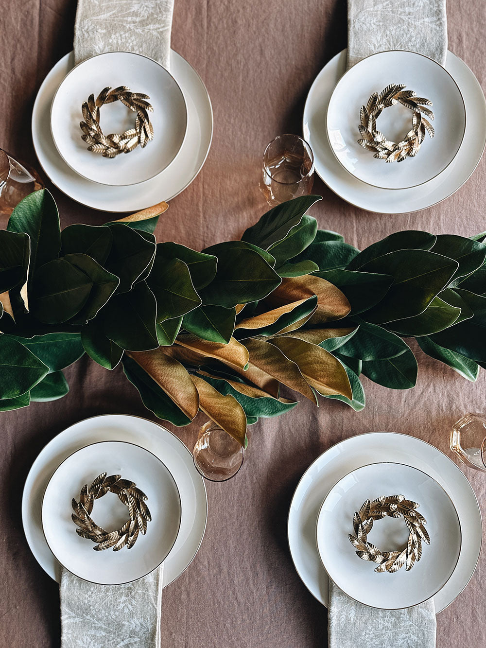 Natural Wheat Cloth Floral Napkins