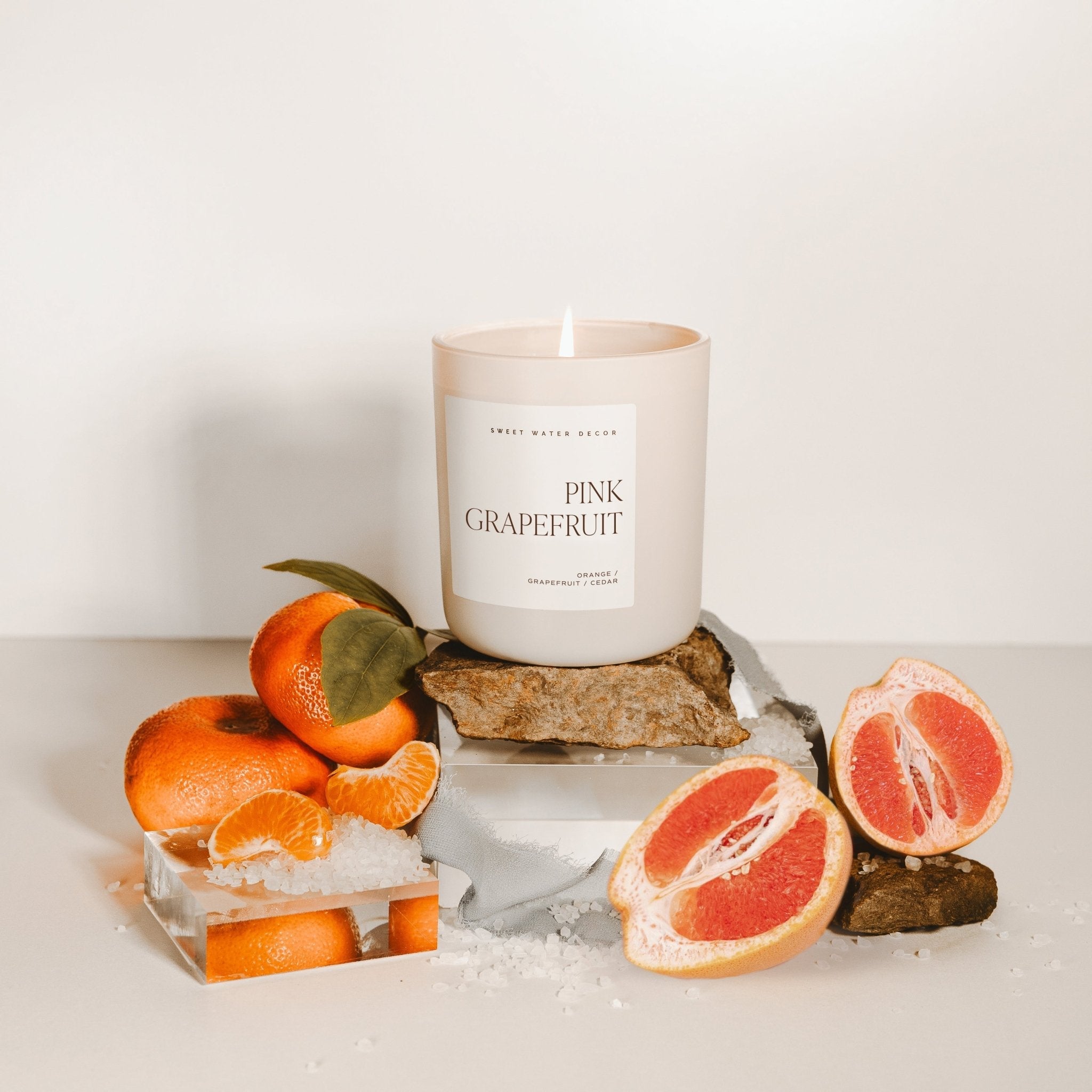 Pink Grapefruit Soy Candle (15oz Tan Matte Jar)