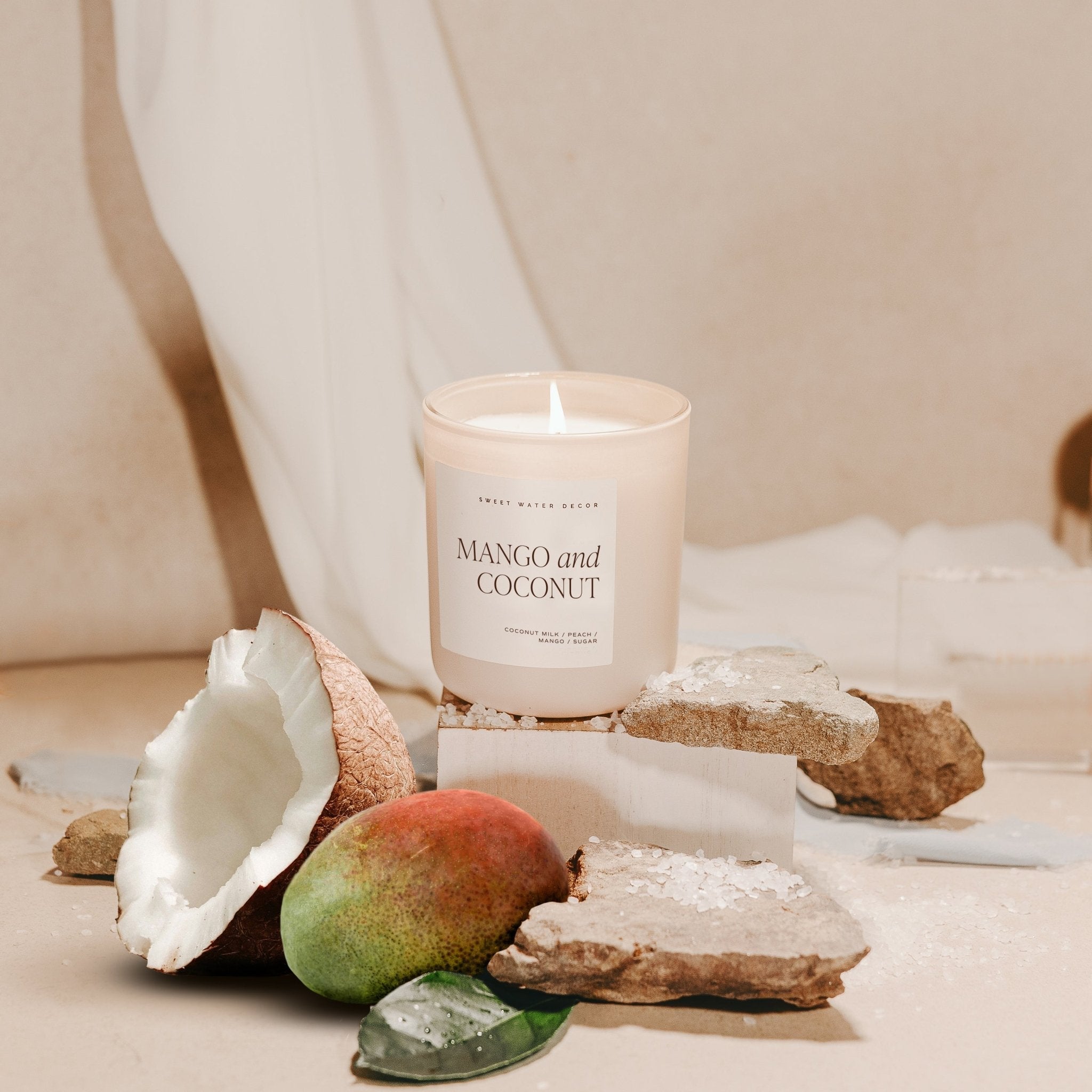 Mango and Coconut Soy Candle (15oz Tan Matte Jar)