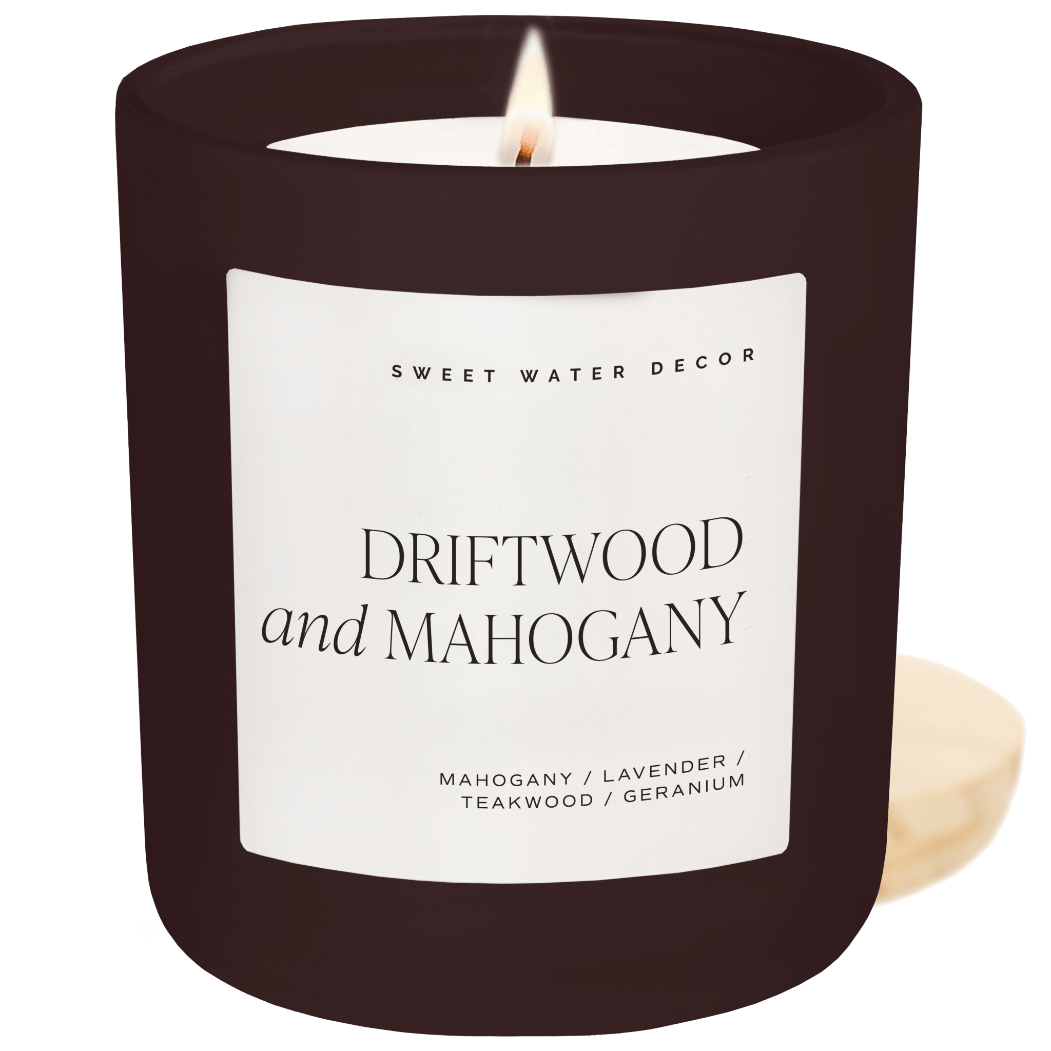 Driftwood and Mahogany Soy Candle (15 oz Brown Matte Jar)