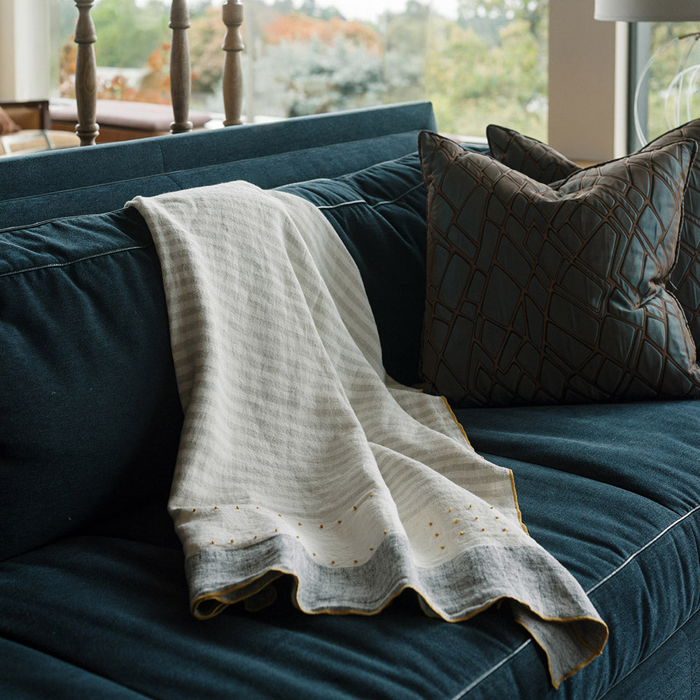 Ivory Linen Throw Blanket