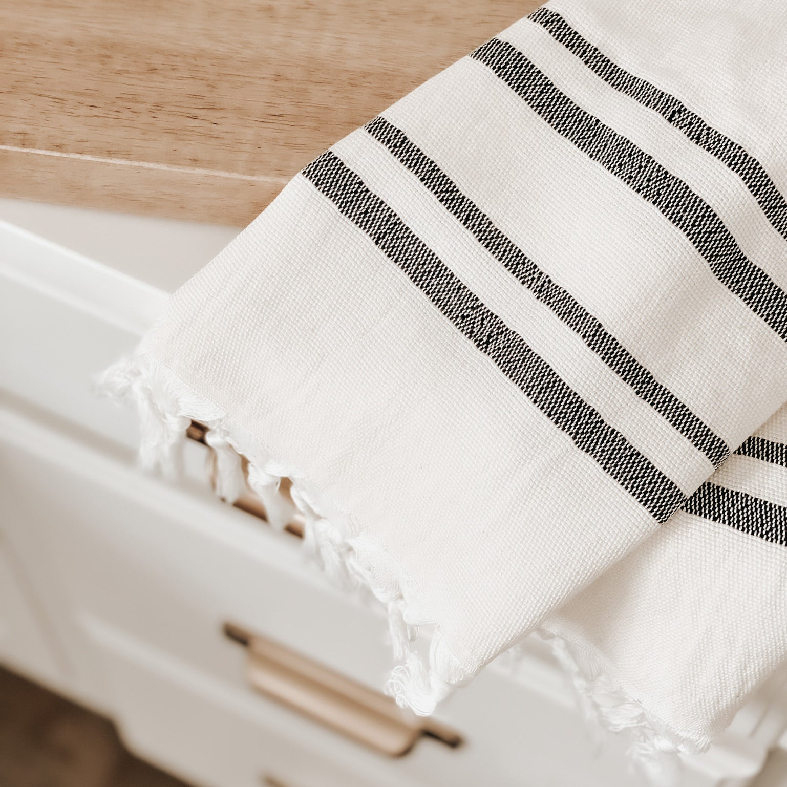 Haley Turkish Cotton & Bamboo Hand Towel (Two Stripe)