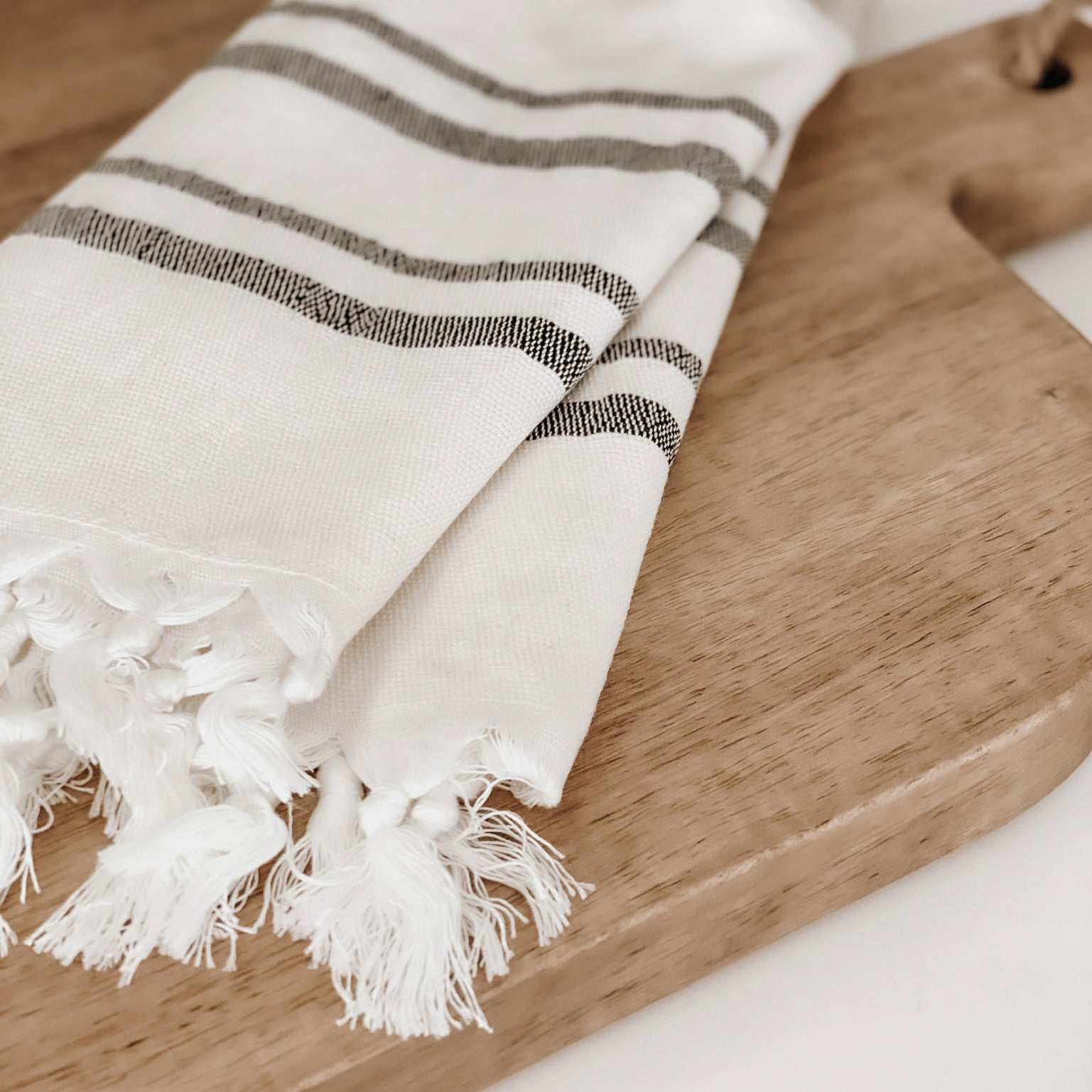 Haley Turkish Cotton & Bamboo Hand Towel (Two Stripe)