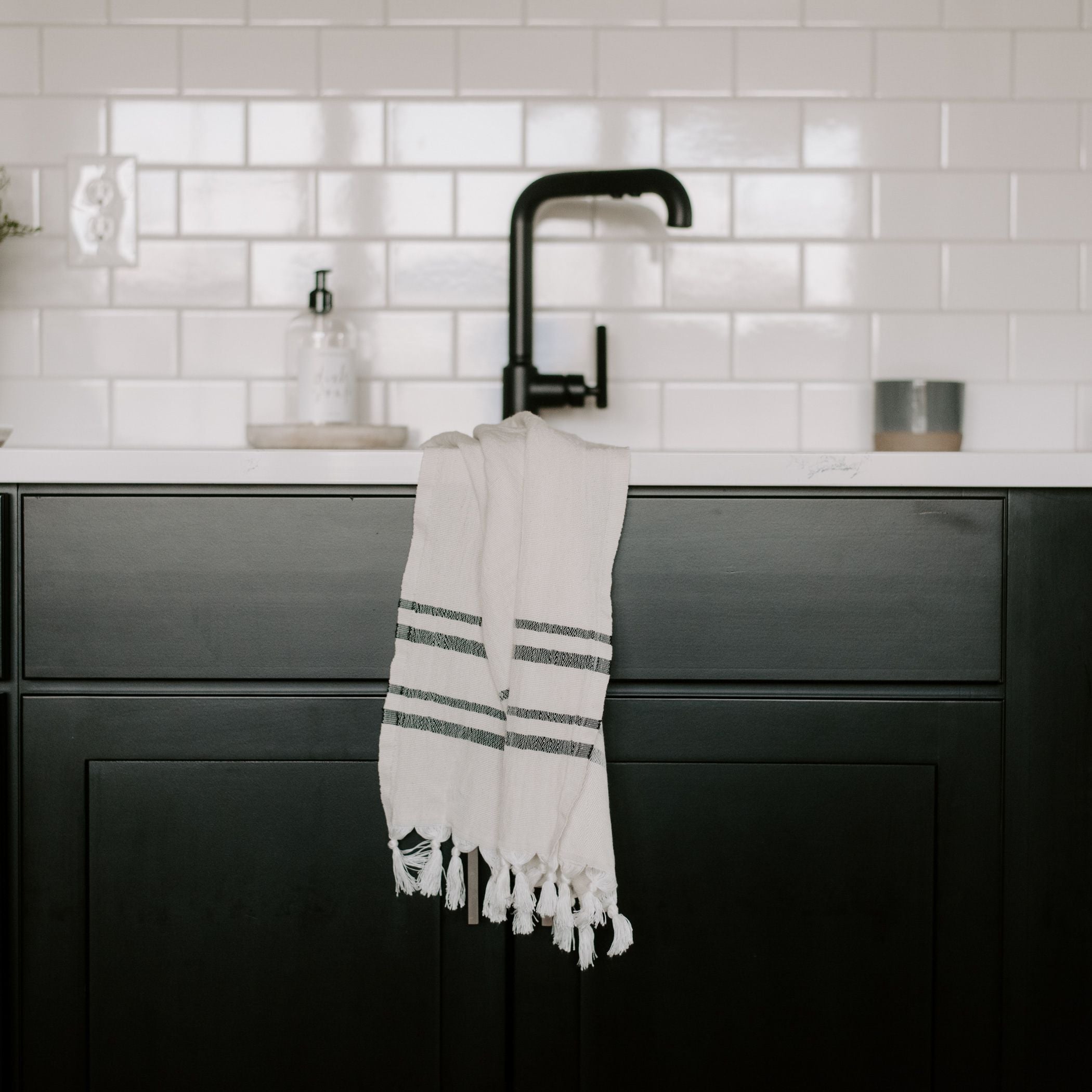 Haley Turkish Cotton & Bamboo Hand Towel (Two Stripe)