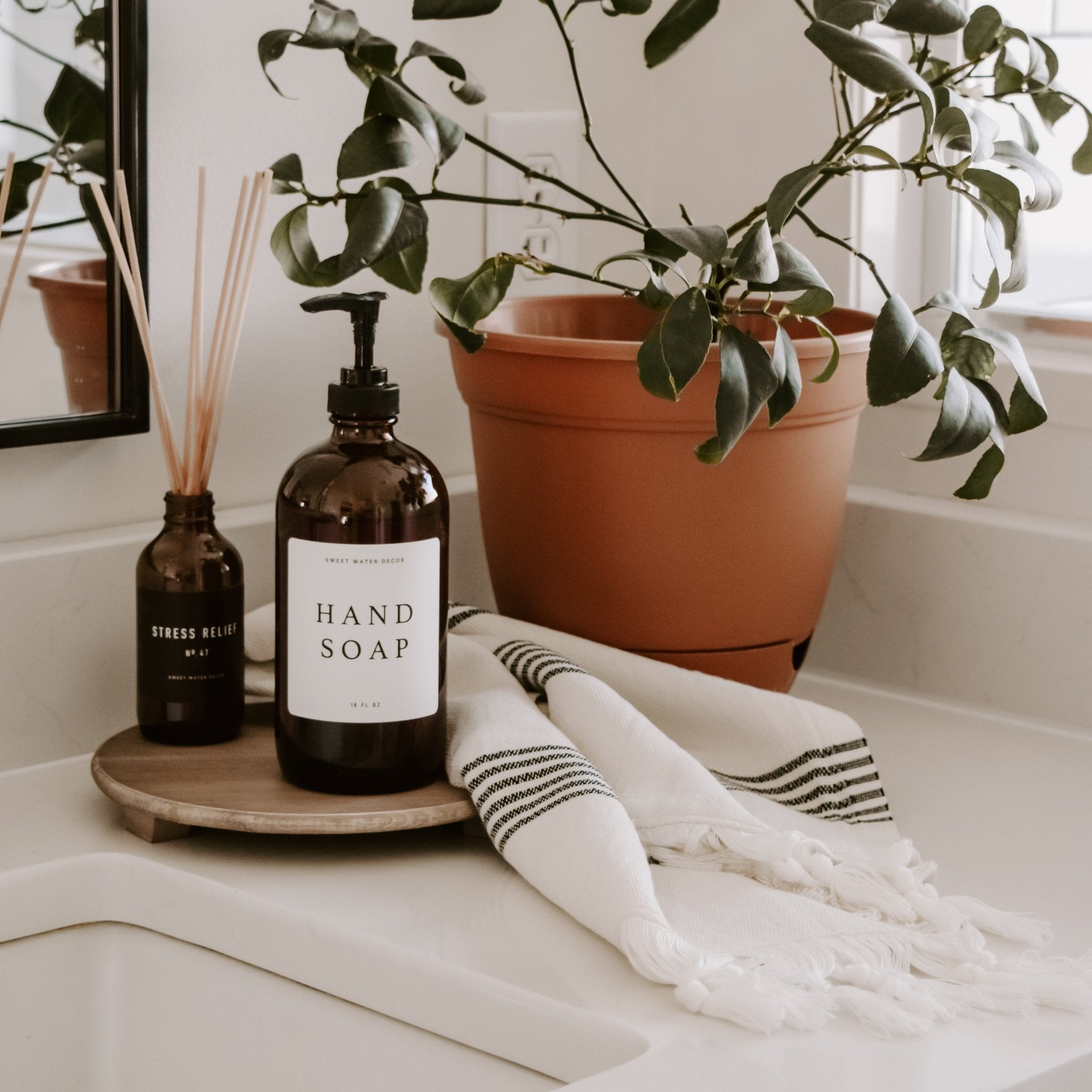 Turkish Cotton & Bamboo Hand Towel (Multi Stripe)