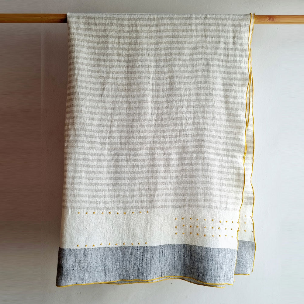 Ivory Linen Throw Blanket