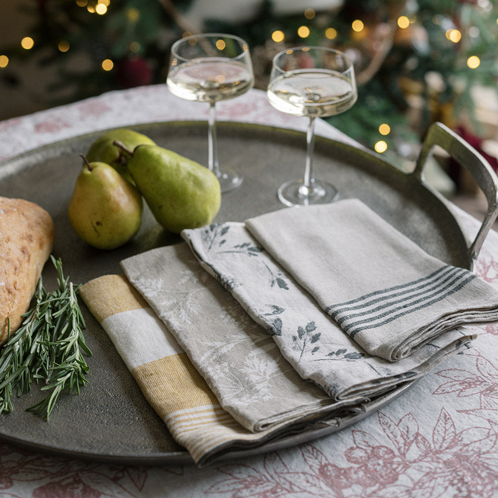 Natural Wheat Cloth Floral Napkins