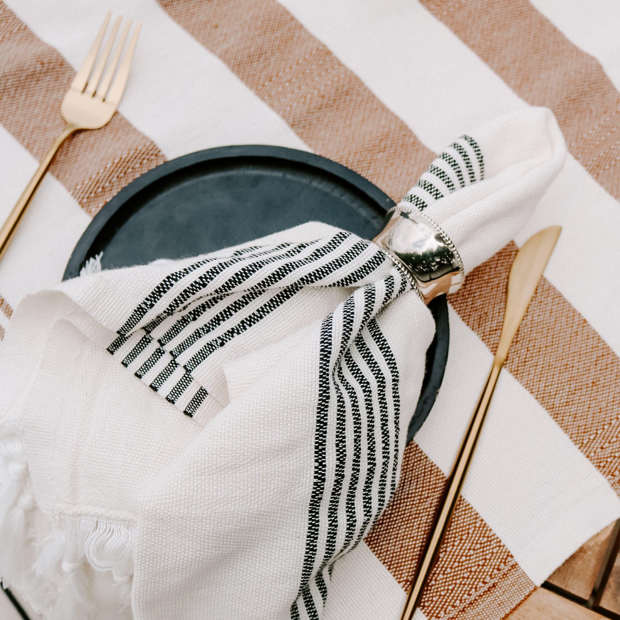 Turkish Cotton & Bamboo Hand Towel (Multi Stripe)