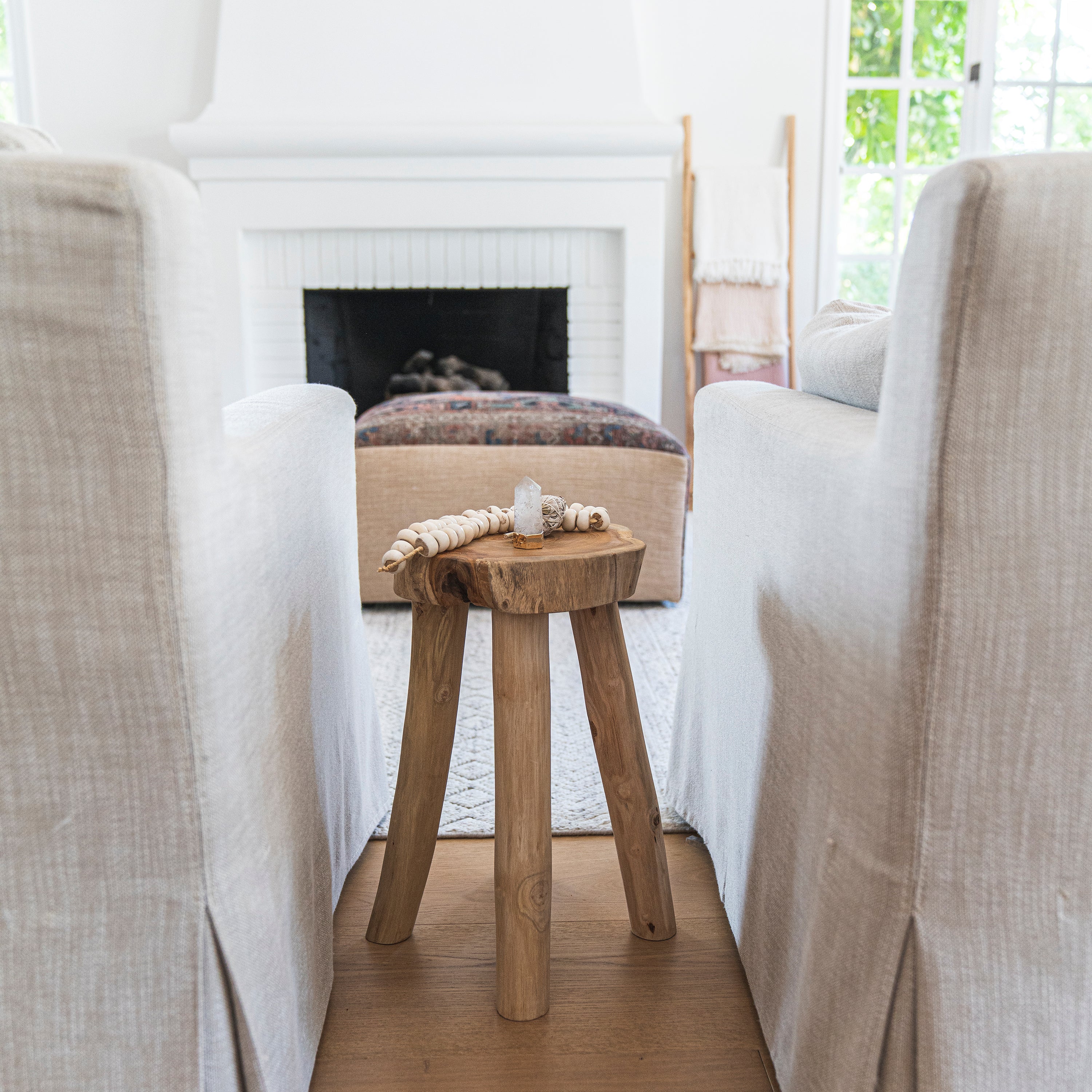 Solid Teak Stool | Accent Wood Stool Side Table