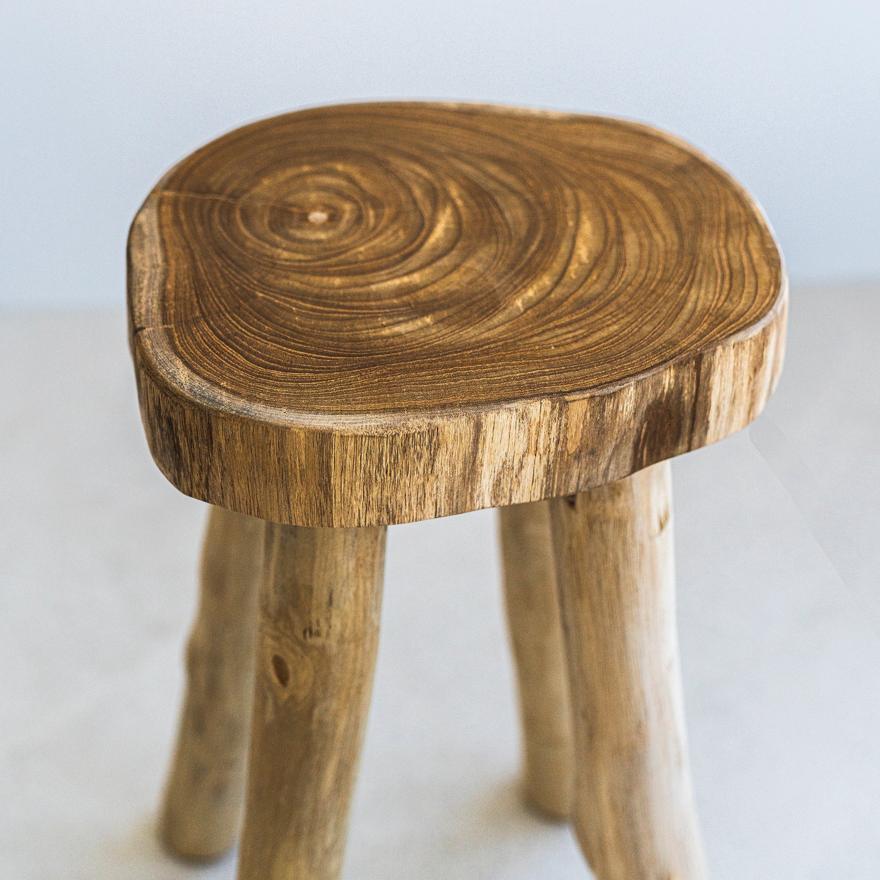 Solid Teak Stool | Accent Wood Stool Side Table