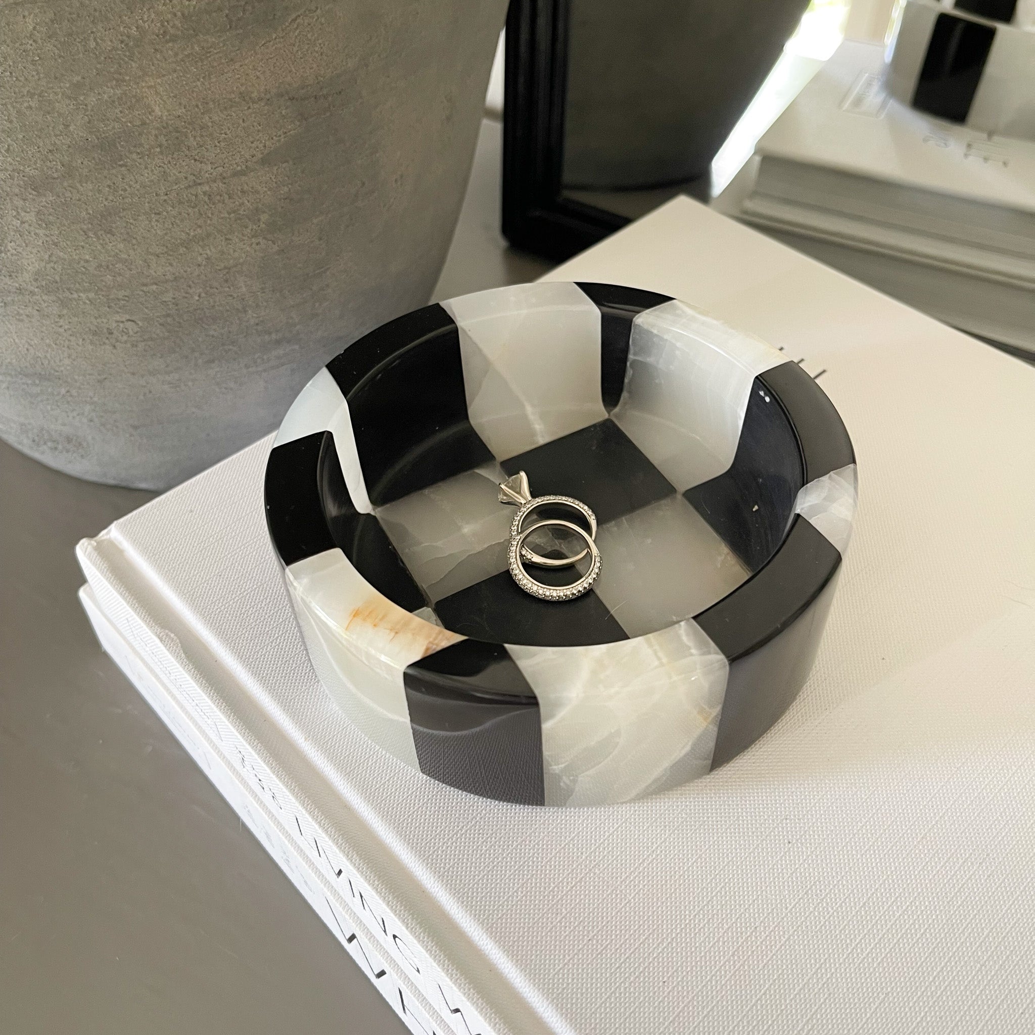 Onyx and Marble Checker Dish