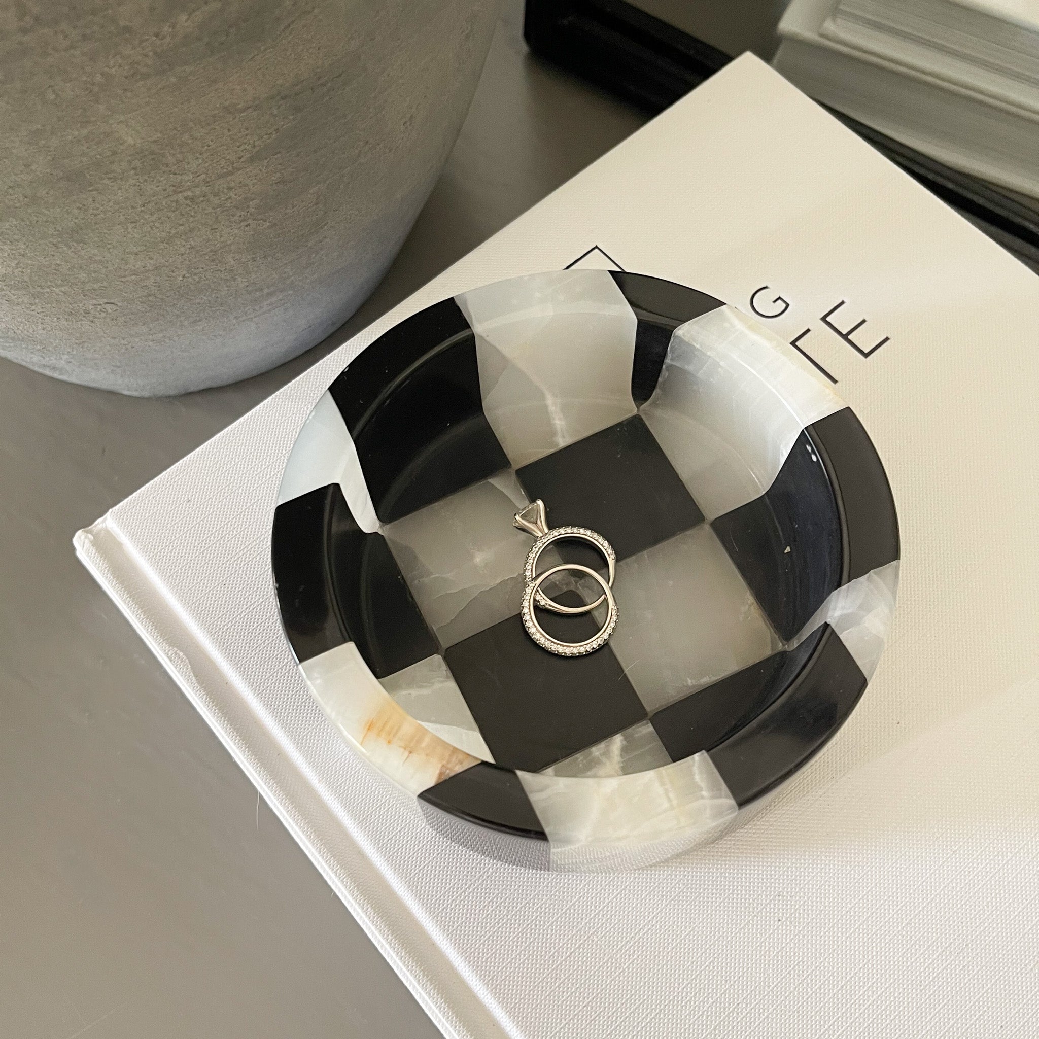 Onyx and Marble Checker Dish