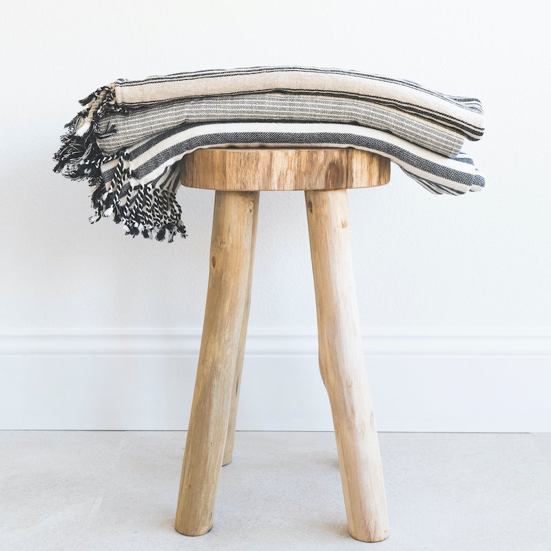 Solid Teak Stool | Accent Wood Stool Side Table