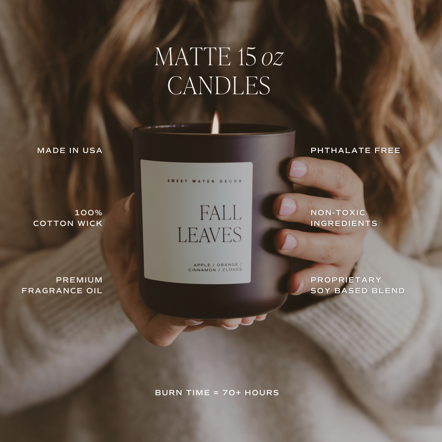Hello Fall Soy Candle (15 oz Brown Matte Jar)