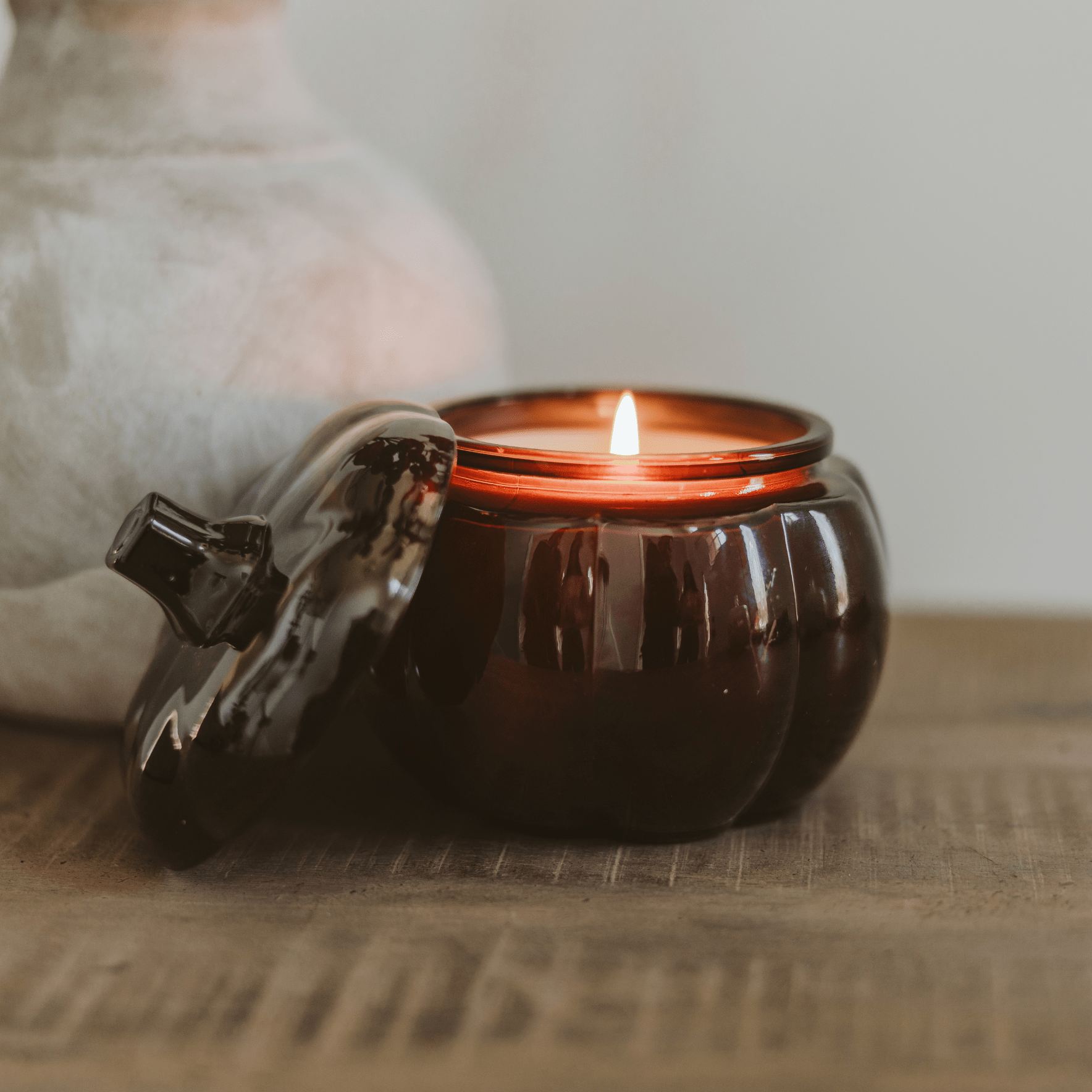 Hello Fall Soy Candle (20 oz Amber Glass Pumpkin Jar)