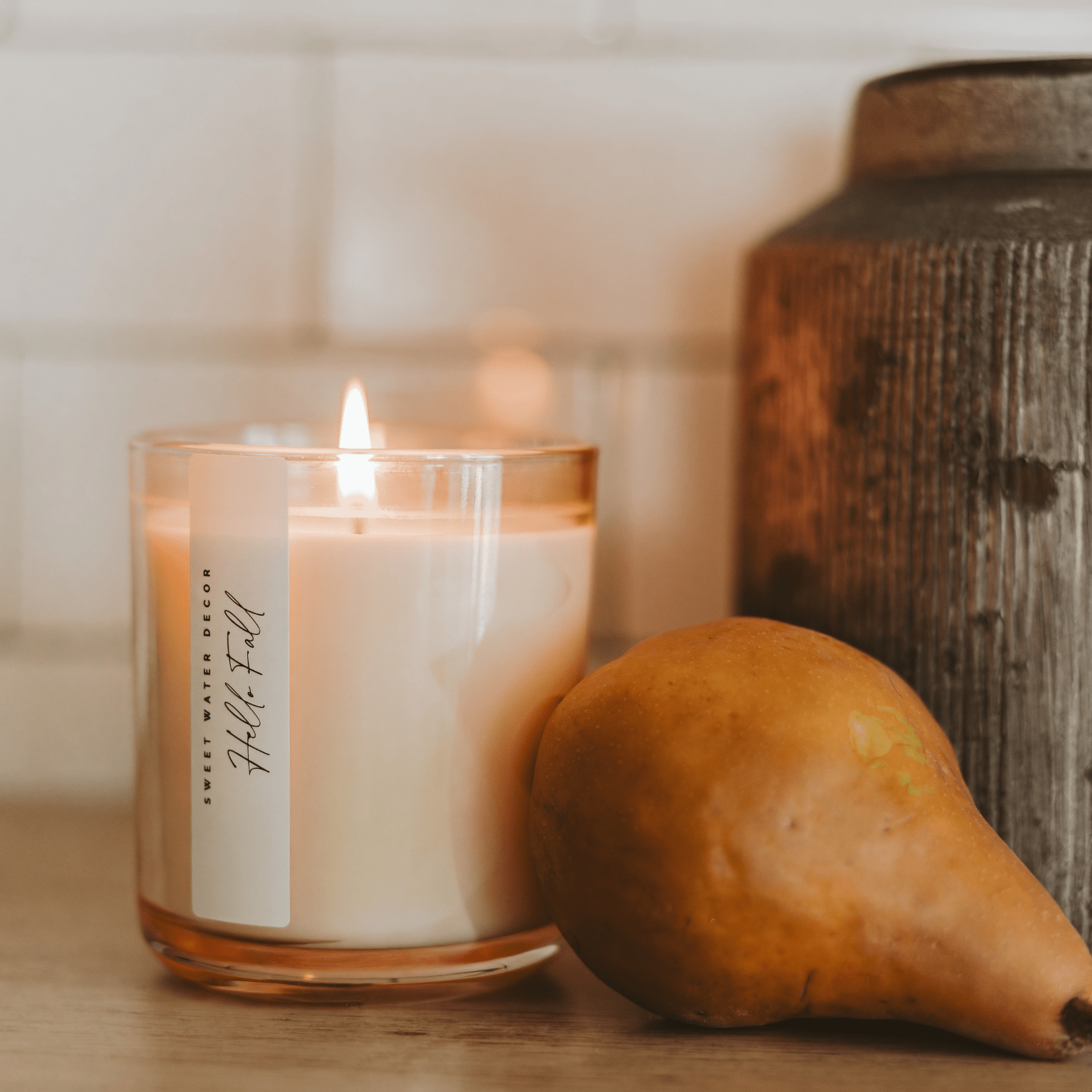 Hello Fall Soy Candle (12 oz Tinted Glass Jar)