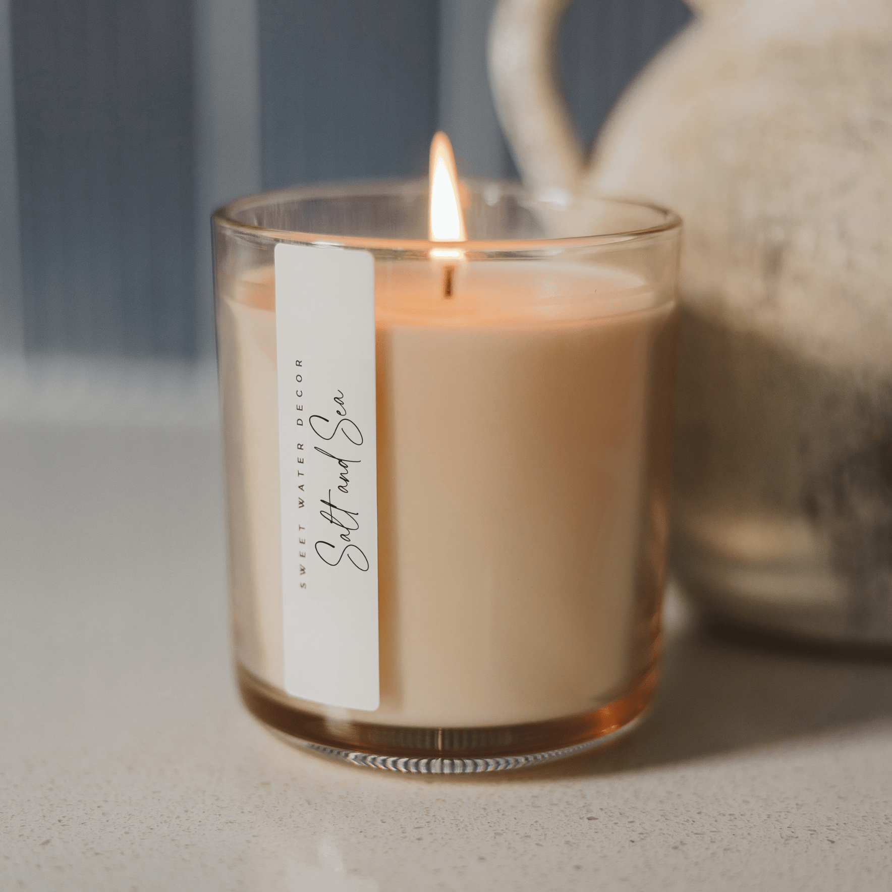 Salt and Sea Soy Candle (12oz. Tinted Glass Jar)