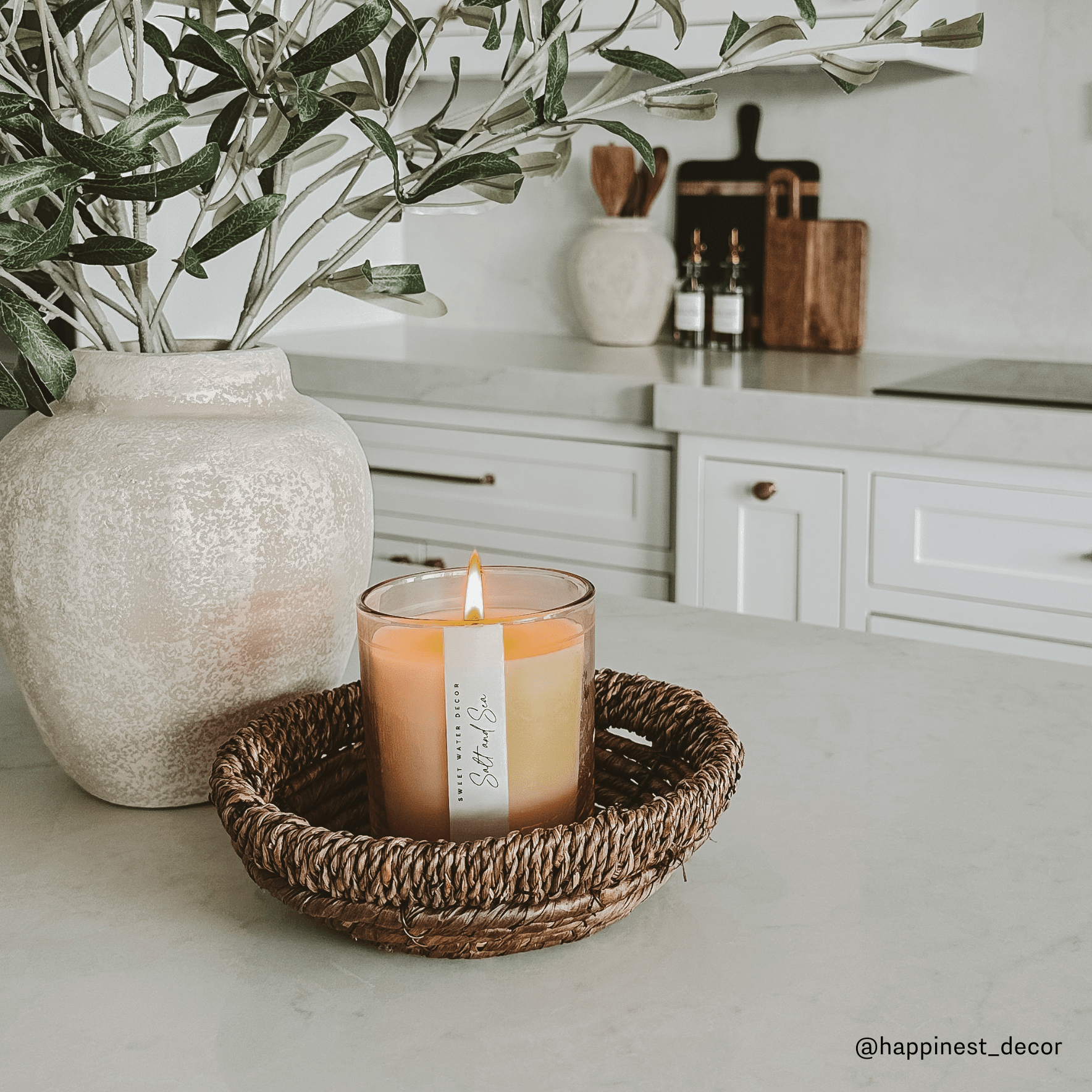 Salt and Sea Soy Candle (12oz. Tinted Glass Jar)