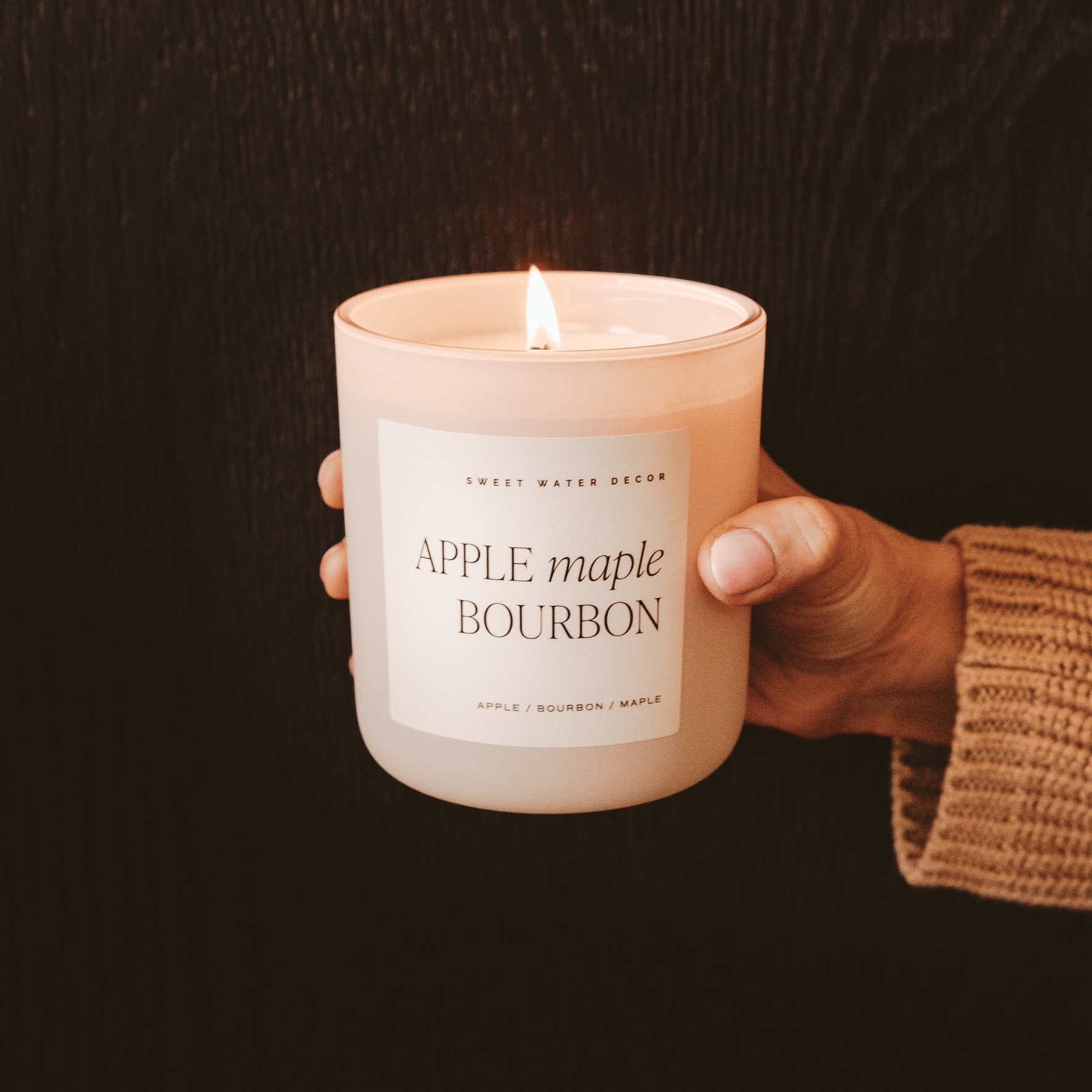 Apple Maple Bourbon Soy Candle (15oz Tan Matte Jar)