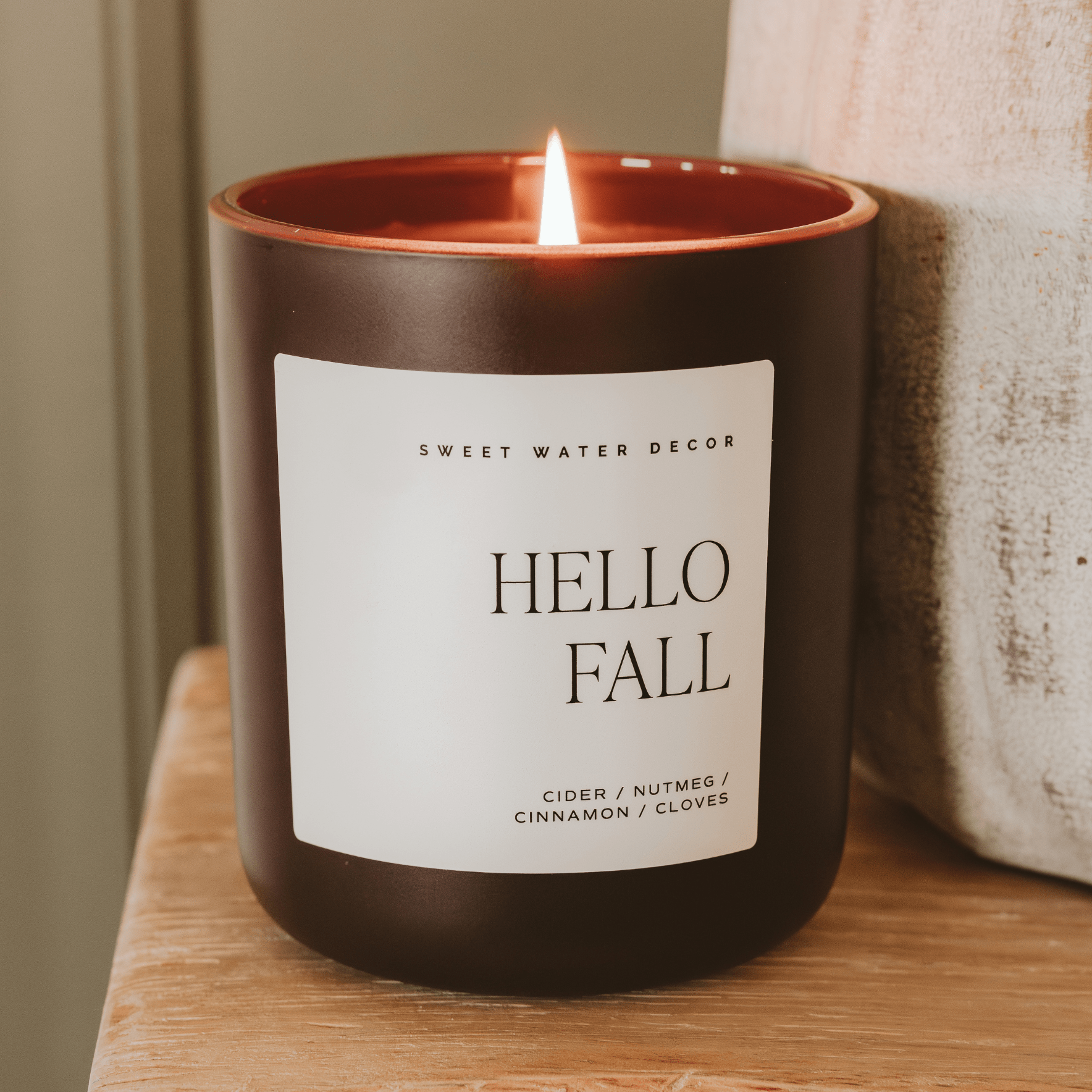Hello Fall Soy Candle (15 oz Brown Matte Jar)