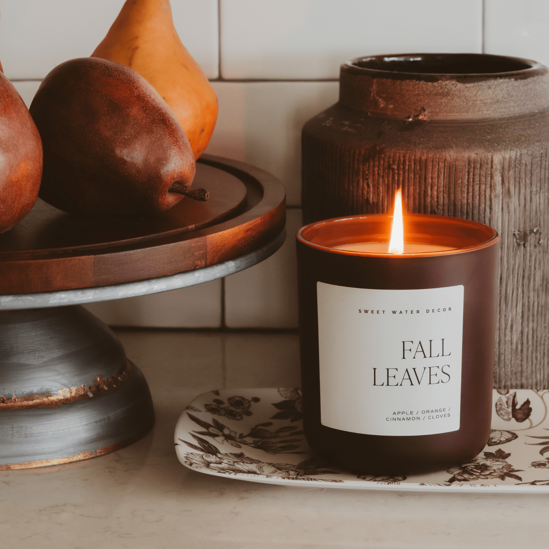 Fall Leaves Soy Candle (15 oz Brown Matte Jar)