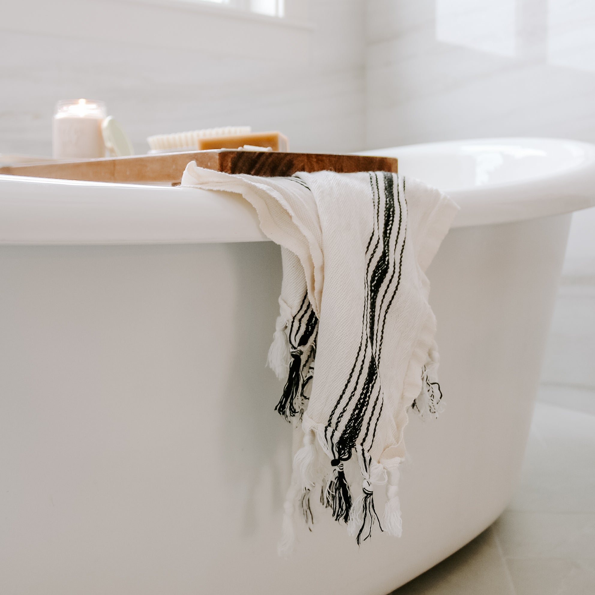 Savannah Turkish Cotton & Bamboo Hand Towel (Five Stripe)