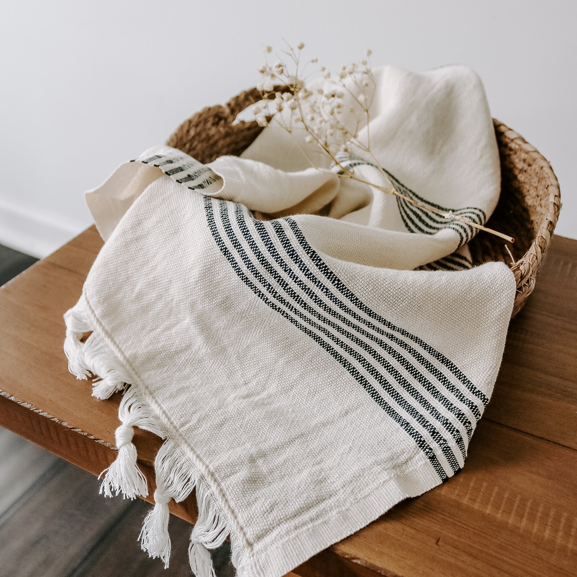 Turkish Cotton & Bamboo Hand Towel (Multi Stripe)