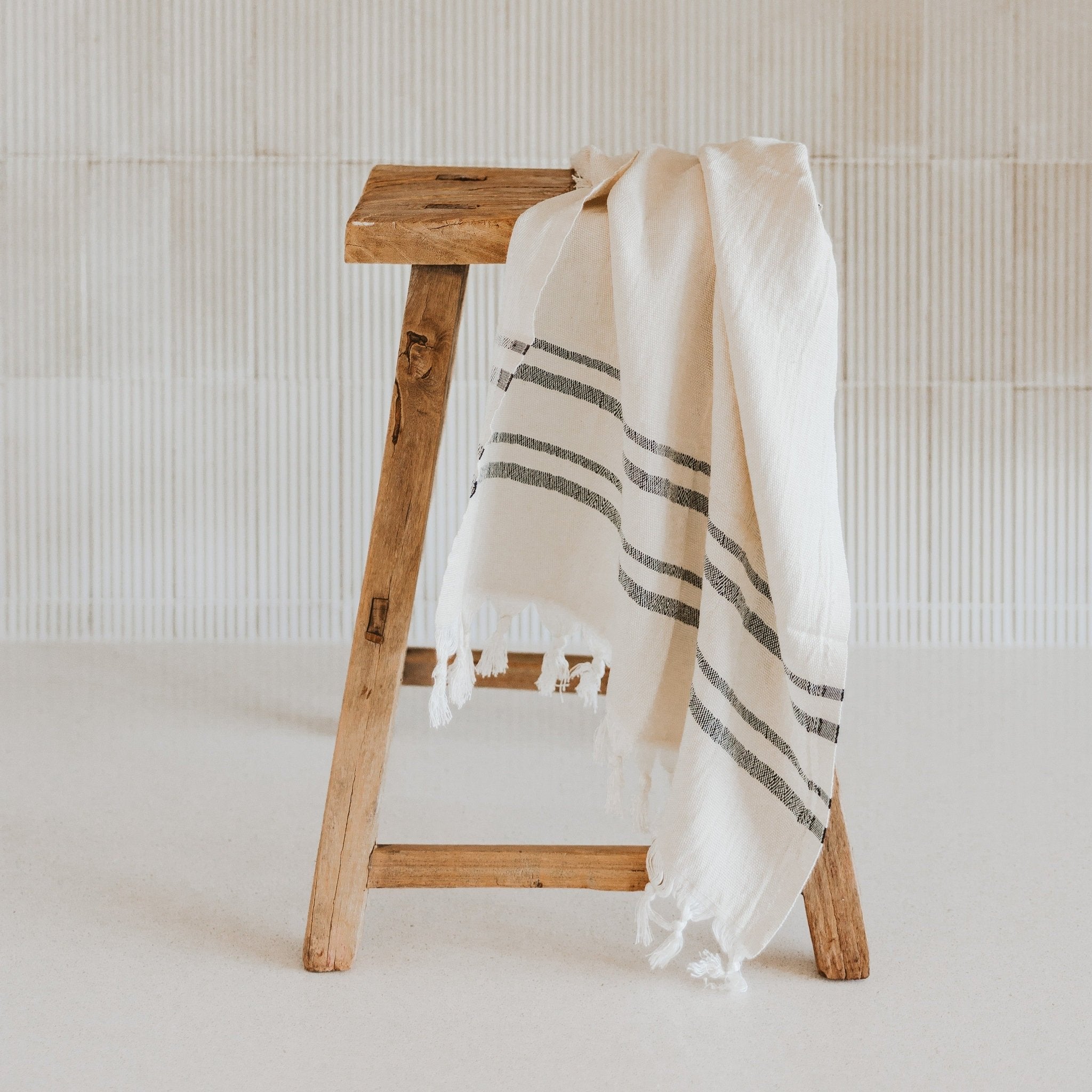 Haley Turkish Cotton & Bamboo Hand Towel (Two Stripe)