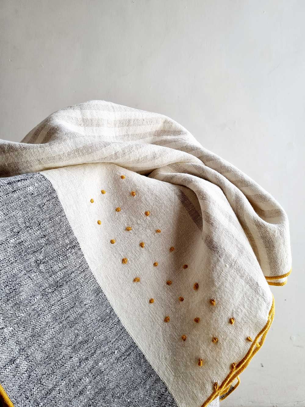 Ivory Linen Throw Blanket