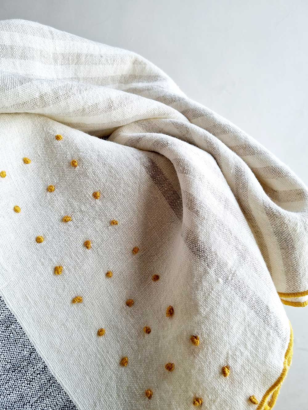 Ivory Linen Throw Blanket