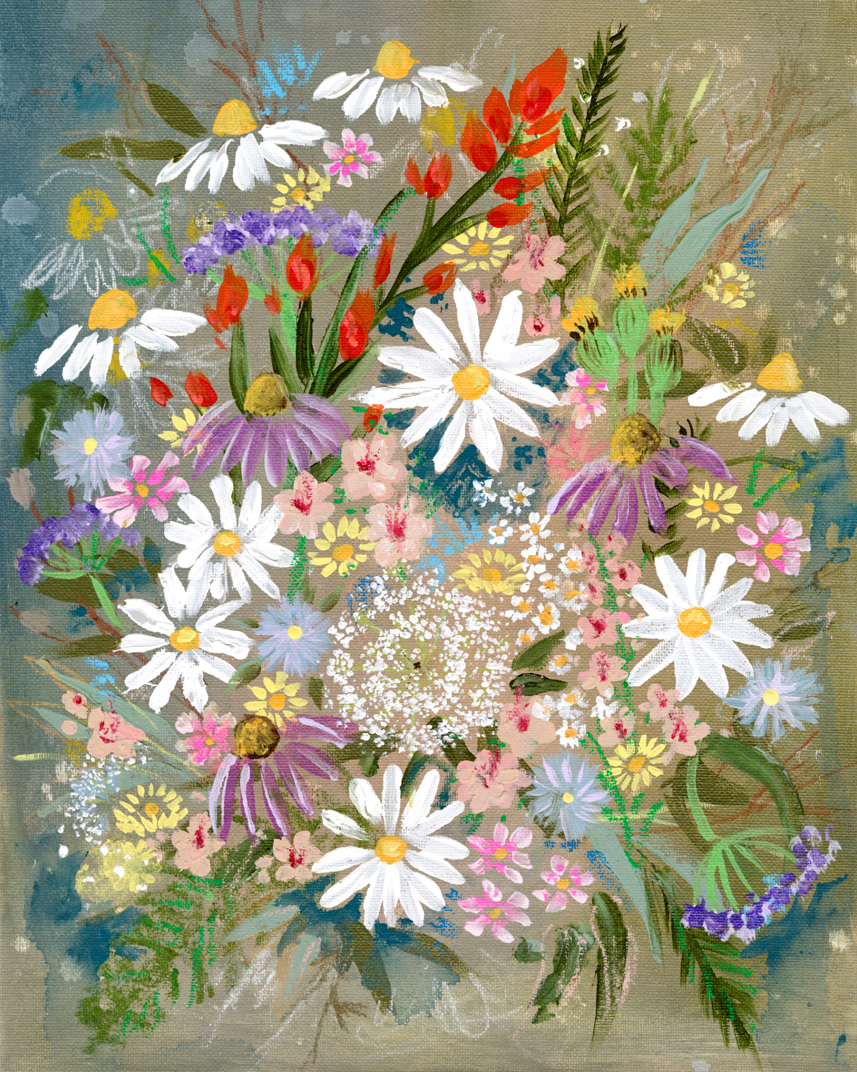 Summer Wildflowers Canvas Wall Art