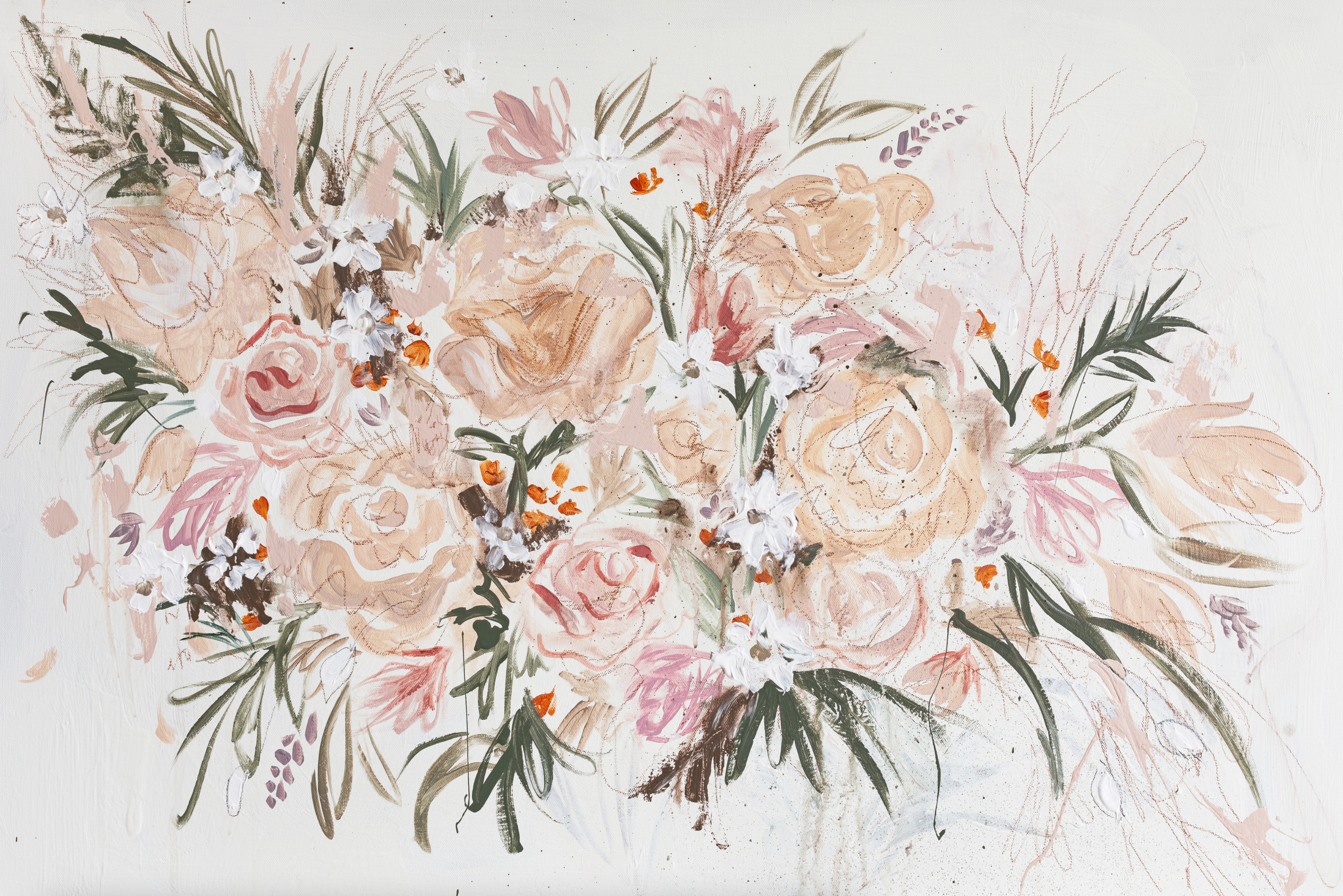 Peachy Dutch Floral Canvas Wall Art