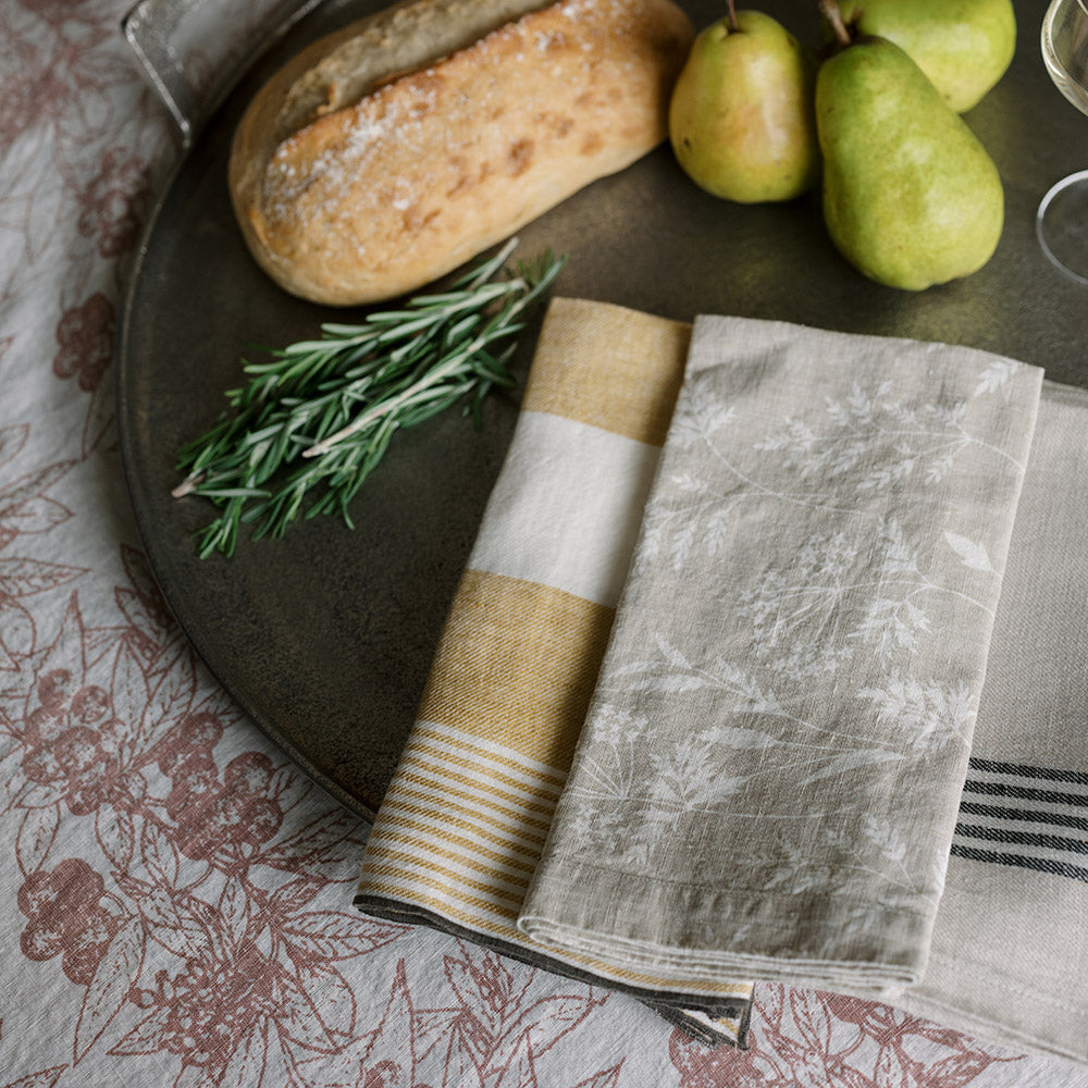 Natural Wheat Cloth Floral Napkins
